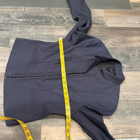 Theory Jacket Womens M Cropped Carly SC Military Mock Neck Hook & Eye Navy - Picture 10 of 12